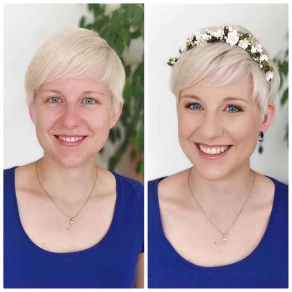 Un peinado de boda muy corto