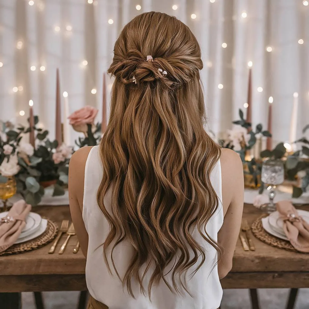 Romántico Medio hacia arriba a la mitad del cabello ondulado