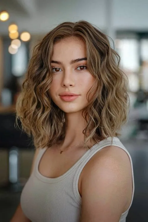 Lindo peinado rizado ondulado