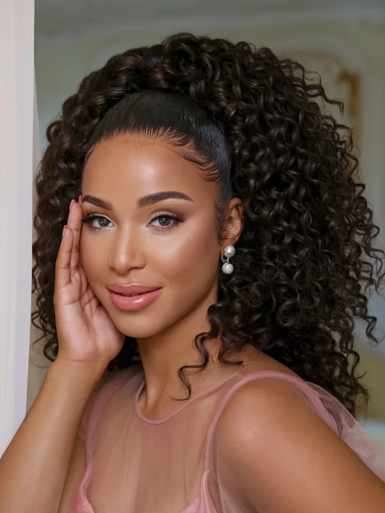 peinados de dama de honor para cabello rizado natural