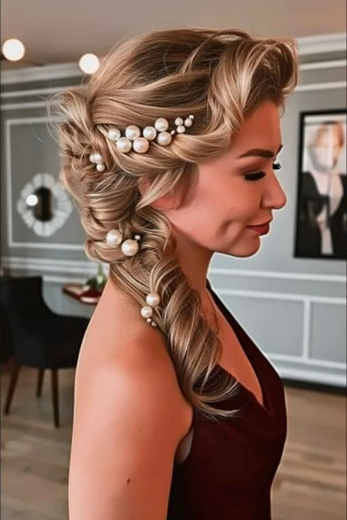 rizos vintage con clips de perlas